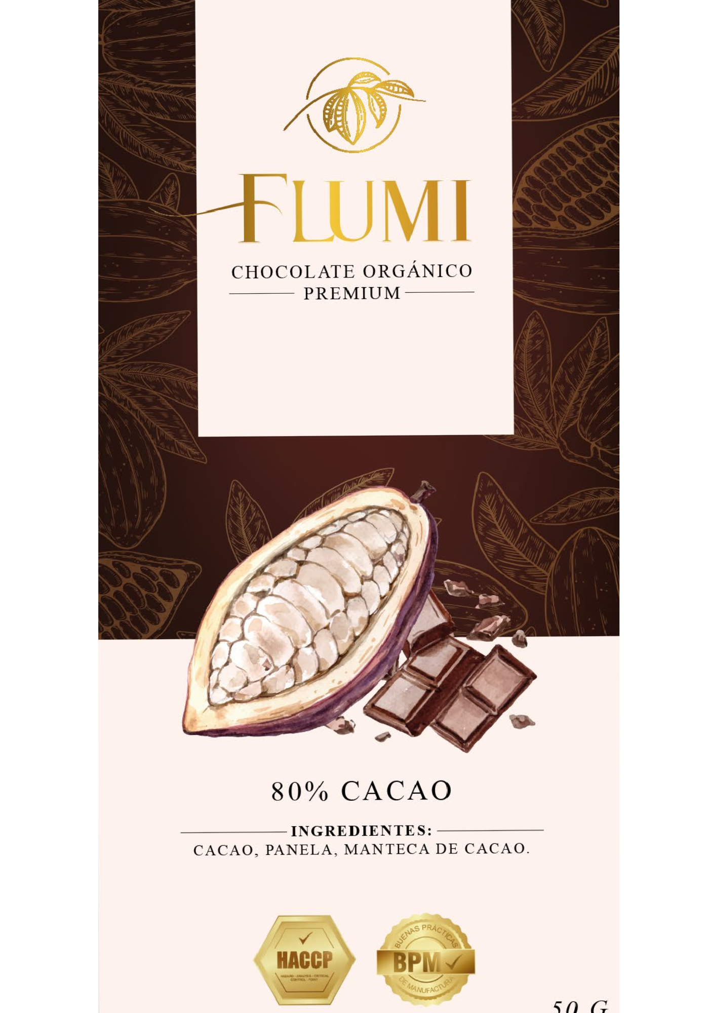 Empaque Flumi Orgánico 80% cacao